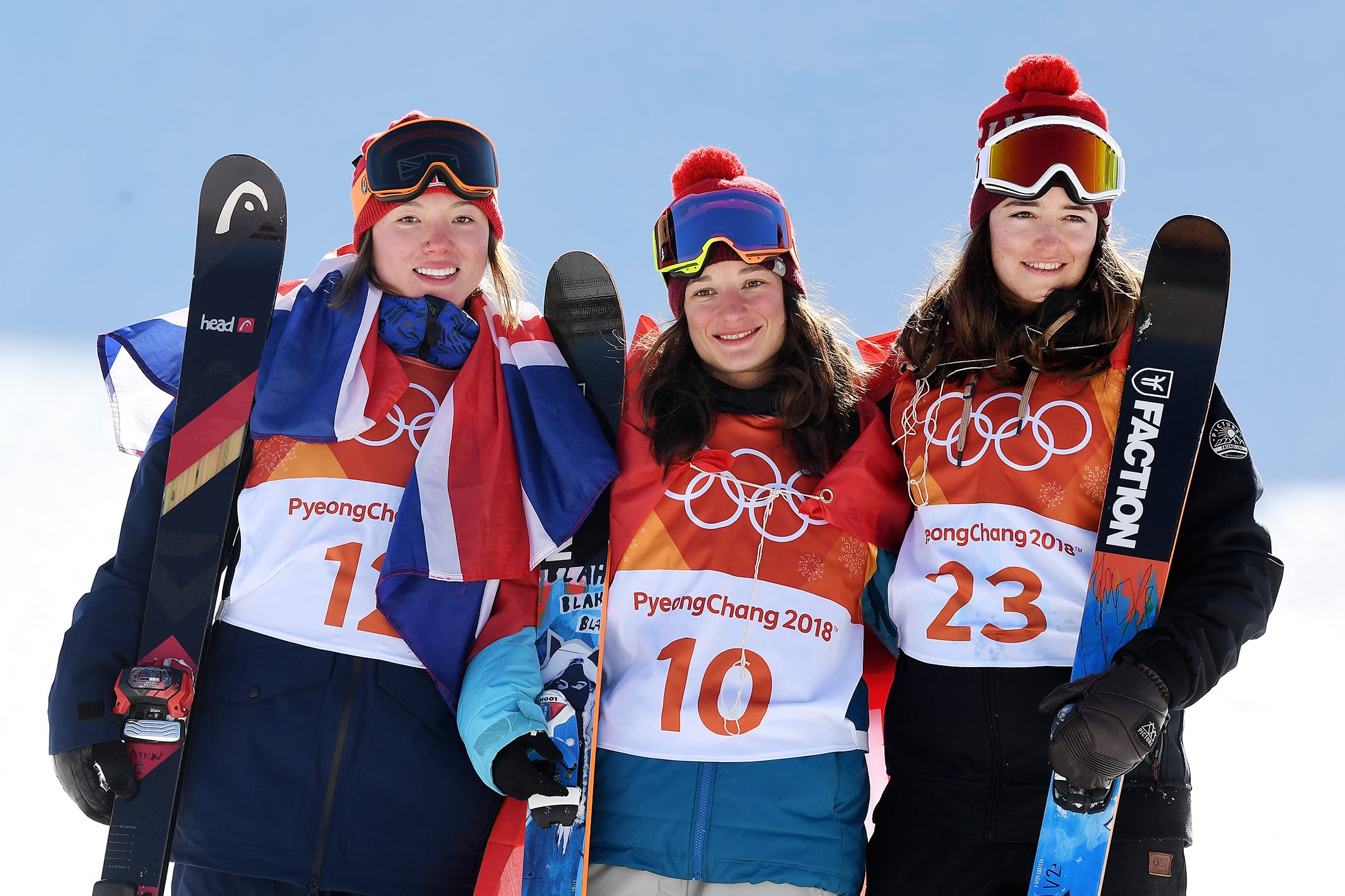 (L-R) Isabel Atkin of Great Britain, Sarah Hoefflin and Mathilde Gremaud of Switzerland (Getty Images)