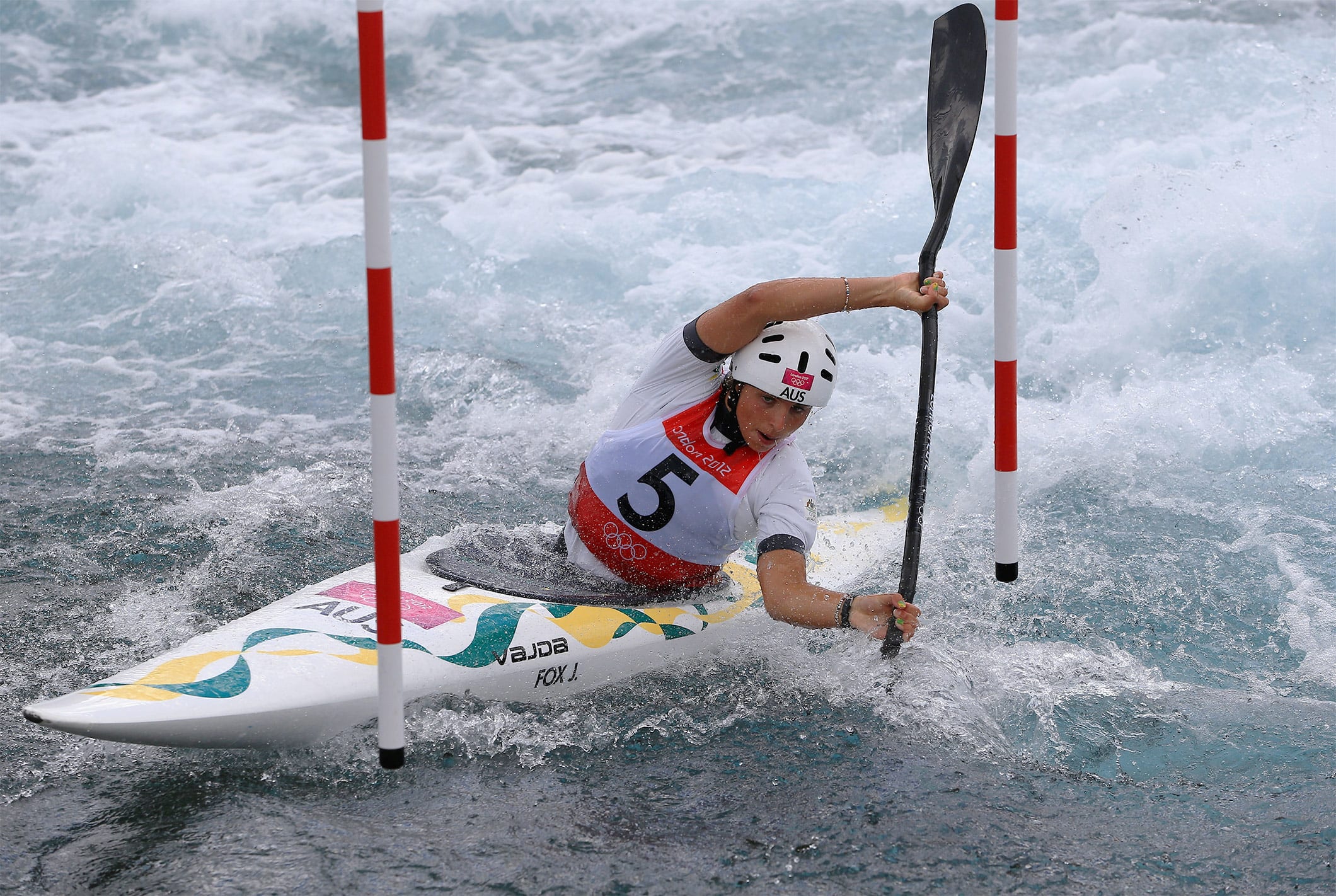 Jessica Fox of Australia competes in the Women's Kayak Single  Slalom on Day 6 of the London 2012 Olympic Games at Lee Valley White Water Centre on August 2, 2012 in London, England