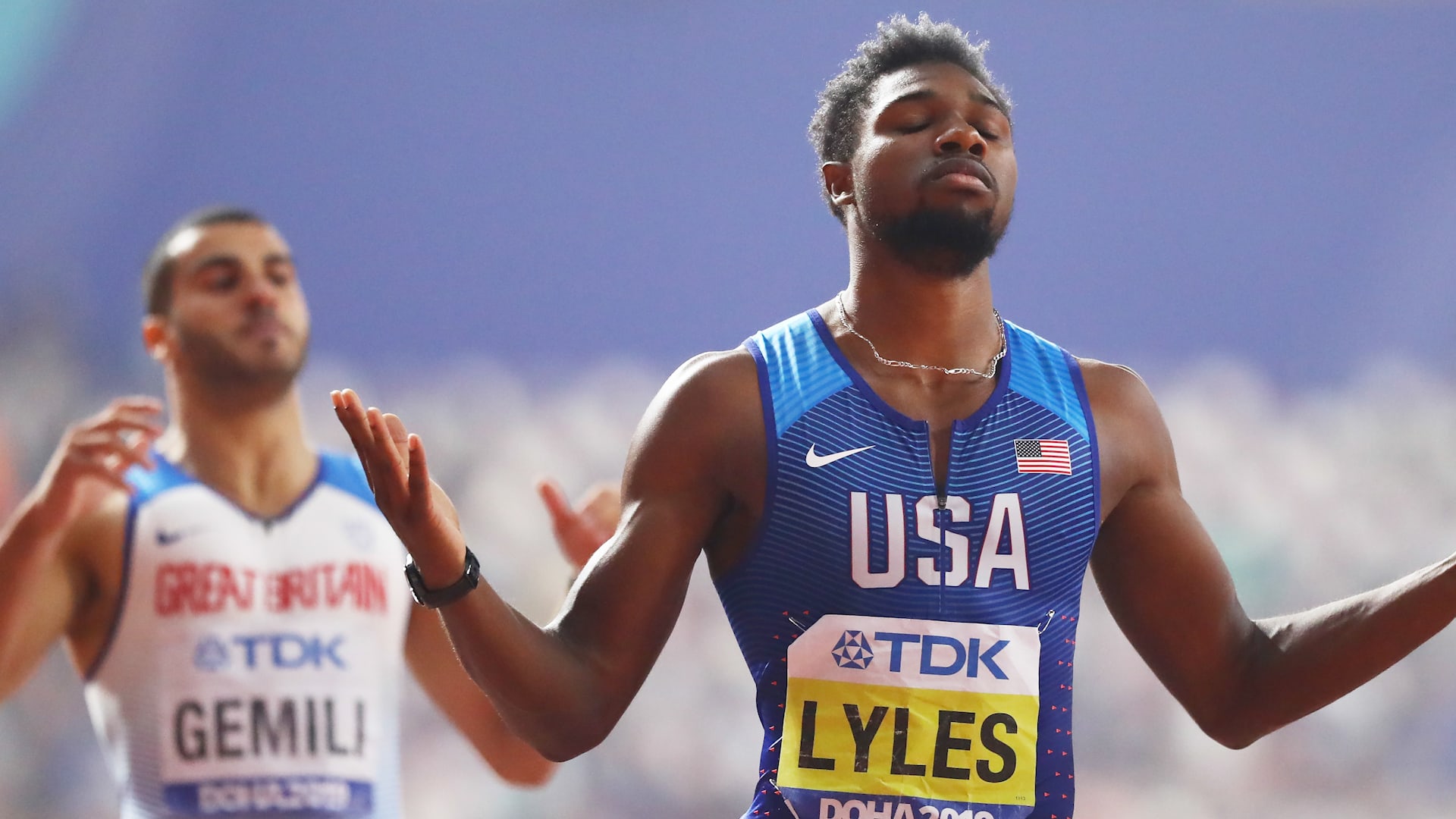 Noah Lyles takes victory lap after U.S. basketball loss to Germany - Los  Angeles Times