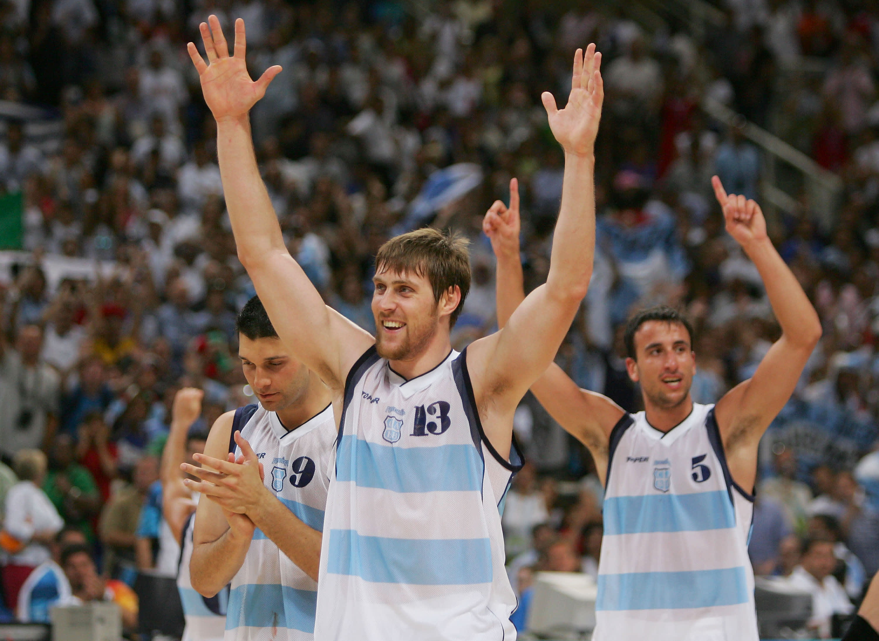 White Manu Ginobili 5 Team Argentina Basketball Jerseys 