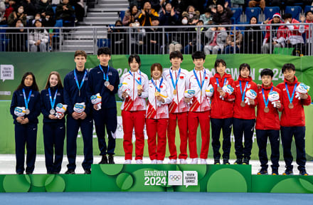 冬季長野オリンピック　大回転ポール旗 江原2024冬季ユースオリンピック1日目｜ショートトラック 井上暖