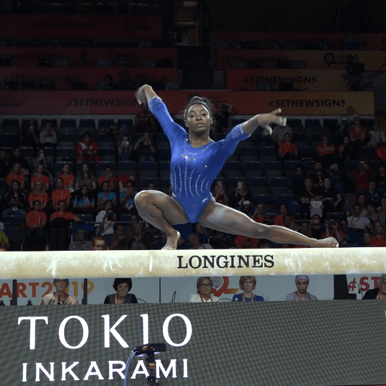 WATCH Simone Biles on balance beam at podium training