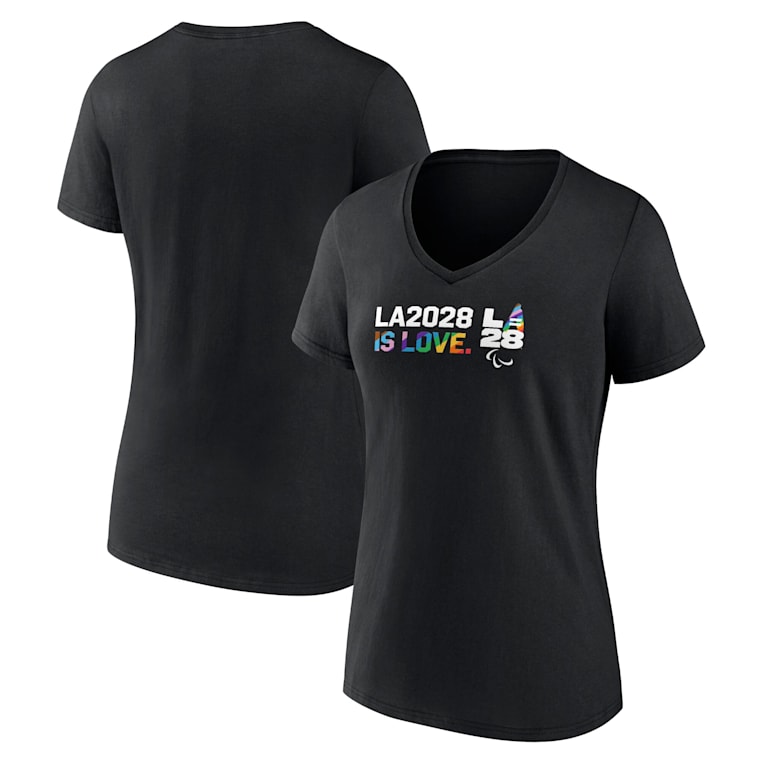 Damen LA28 Pride T-Shirt mit V-Ausschnitt