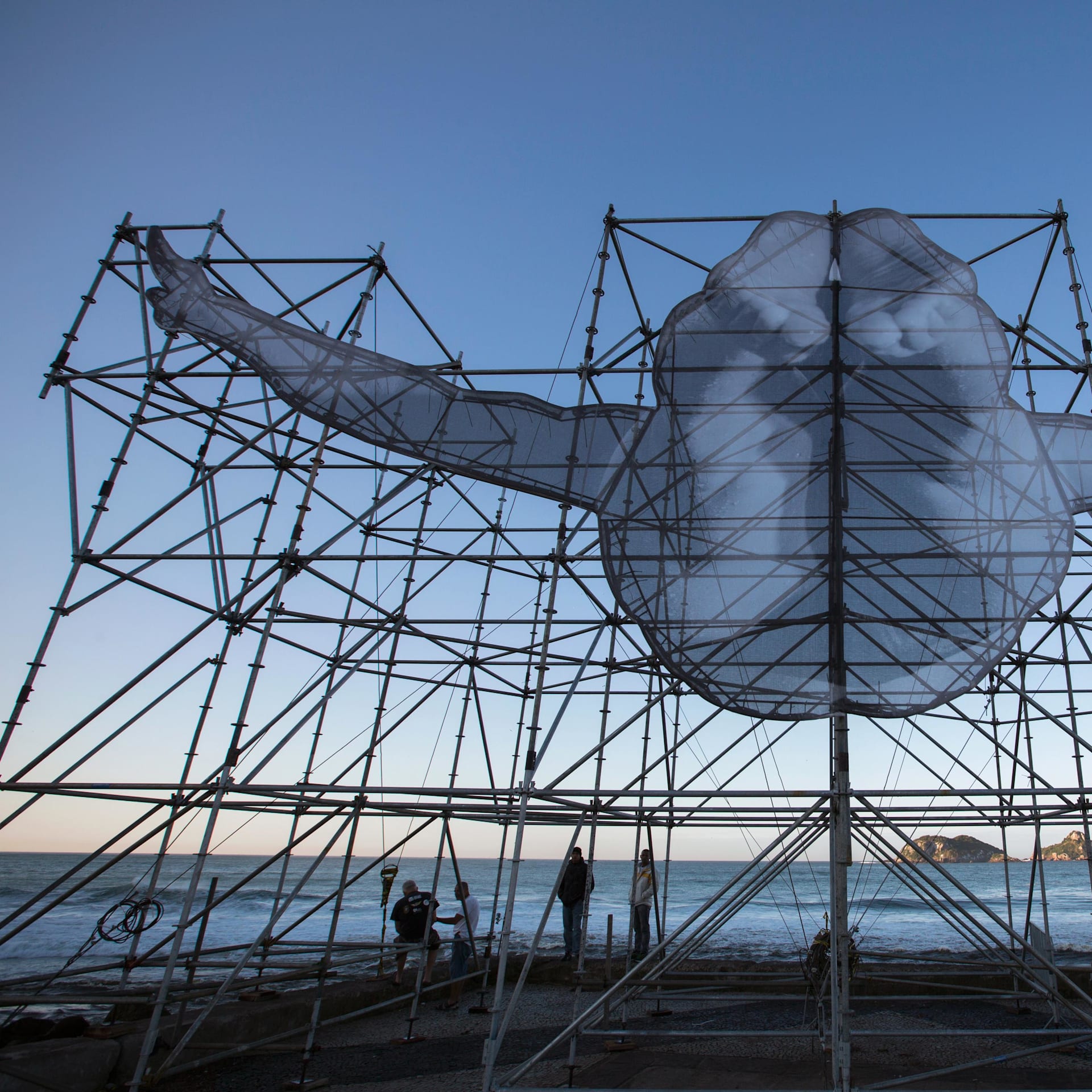 Installation of sculpture made by JR, French artist / Rio 2016