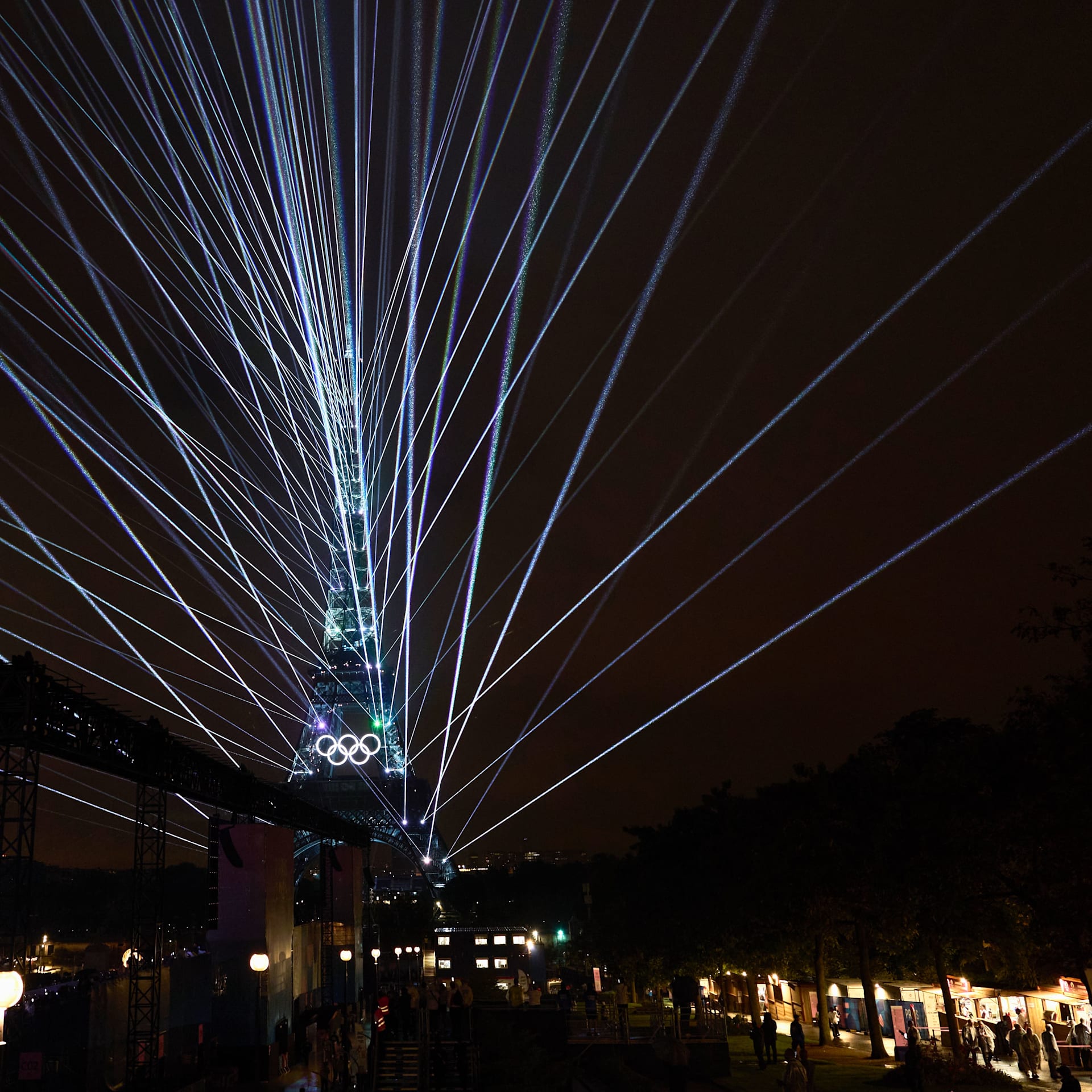 Paris 2024 OG, Opening Ceremony - Light show at Tour Eiffel.