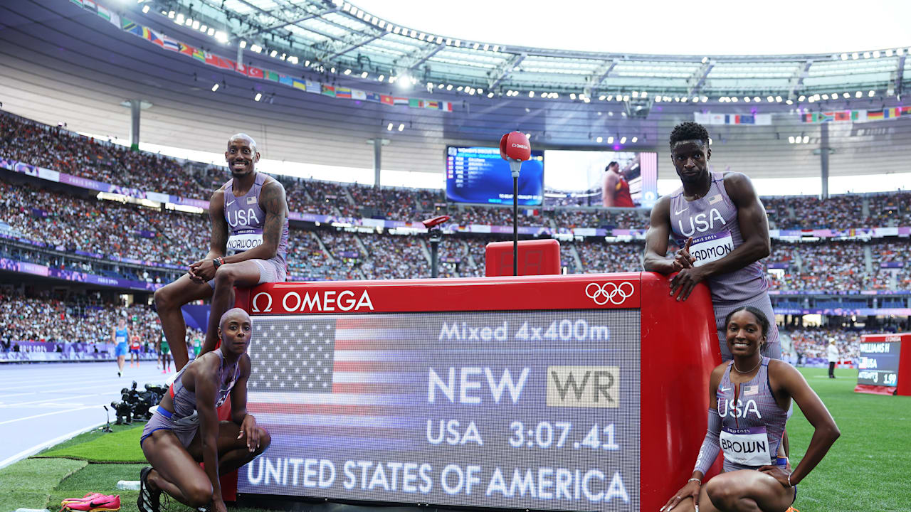 Athletics | 4 x 400m Relay Mixed Round 1 | USA break the record | Paris 2024 Highlights