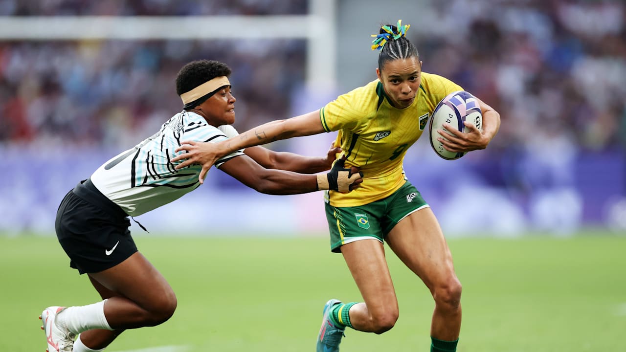 FIJ vs. BRA Viertelfinale 2 Damen 7erRugby Olympische Spiele Paris