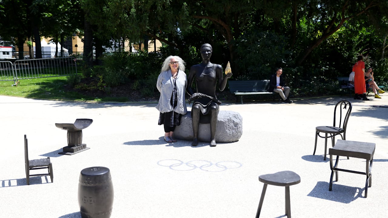 The unveiling of 'Salon,' the public artwork honouring the Paris 2024 legacy