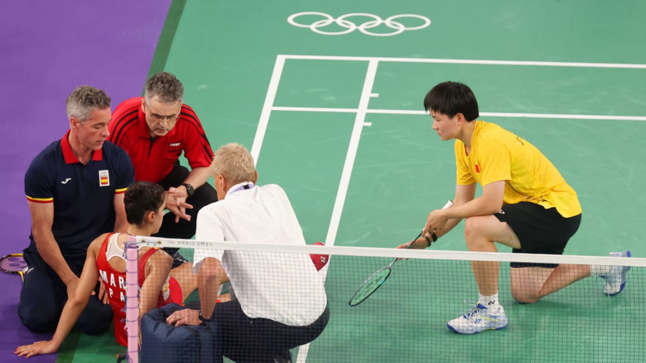 He Bing Jiao (CHN) v Carolina Marin (ESP) - Women's Singles Semifinal | Badminton | Olympic Games Paris 2024