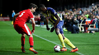 Usain Bolt controls the ball