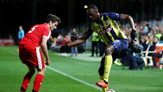 Usain Bolt controls the ball