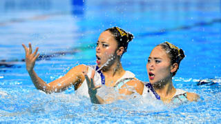 Yukiko Inui and Megumu Yoshida of Japan compete in the Duet Free Final on day seven of the Gwangju 2019 FINA World Championships at Yeomju Gymnasium on July 18, 2019 in Gwangju, South Korea. (Photo by Quinn Rooney/Getty Images)