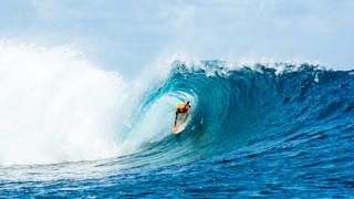 Courtney Conlogue of the United States surfs in the Final at the Outerknown Tahiti Pro on August 19, 2022 at Teahupo'o, Tahiti, French Polynesia.
