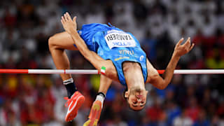 Gianmarco Tamberi and his half beard, competes in the Men's High Jump final during day eight of 17th IAAF World Athletics Championships Doha 2019 at Khalifa International Stadium on October 04, 2019 in Doha, Qatar. (Photo by Matthias Hangst/Getty Images)