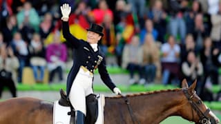 Werth riding Bella Rose at the World Equestrian Games at the d'Ornano stadium in Caen, 2014