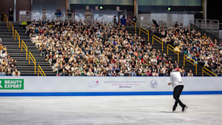 Yuzuru Hanyu in practice on Wednesday