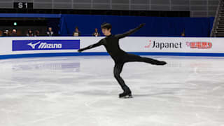 Yuzuru Hanyu at practice on Tuesday evening.