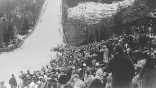 General view of the crowd during a Ski Jump event