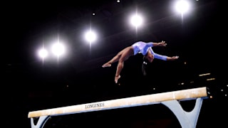 Simone Biles during the balance beam final at the 2019 World Artistic Gymnastics Championships