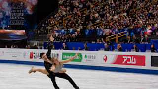 Madison Hubbell and Zachary Donohue on ice during their free dance