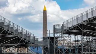 The Luxor Obelisk is now surrounded by stands