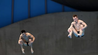 Daniel Goodfellow (L) and Jack Laugher in World Series in Sagamihara, Japan in March 2019