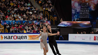 Madison Hubbell and Zachary Donohue on ice during their free dance
