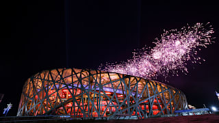 A firework display is seen during the Opening Ceremony of the Beijing 2022 Winter Paralympics 