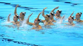 Team United States competes in the Team Free preliminary round on day six of the Gwangju 2019 FINA World Championships at Yeomju Gymnasium on July 17, 2019 in Gwangju, South Korea. (Photo by Maddie Meyer/Getty Images)