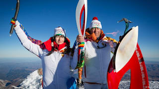 OLYMPIC FLAME REACHES EUROPE'S HIGHEST POINT
