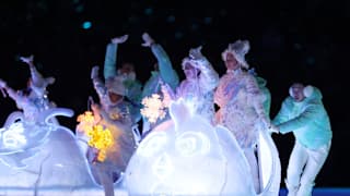 Performers dance during the Beijing 2022 Winter Olympics Closing Ceremony