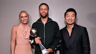 Lindsey Vonn, Stephen Curry, winner of the Best NBA Player award, and Simu Liu