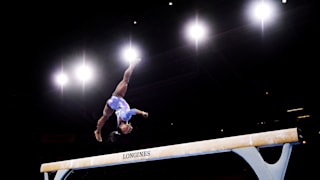 Simone Biles during the balance beam final at the 2019 World Artistic Gymnastics Championships