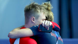 Jack Laugher of Great Britain reacts before the medal ceremony for the Men's 3m Springboard Final on day seven of the Gwangju 2019 FINA World Championships at Nambu International Aquatics Centre on July 18, 2019 in Gwangju, South Korea. (Photo by Clive Rose/Getty Images)