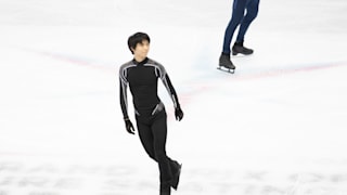 Yuzuru Hanyu in action during Grand Prix Final practice