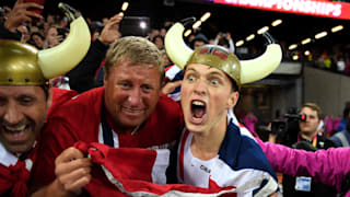 Karsten Warholm celebrates his 400m hurdles gold at the 2017 World Championships in London