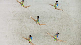 Canada team competes in Rhythmic Gymnastics Group All-Around