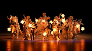 Performers dance during the Beijing 2022 Winter Olympics Closing Ceremony