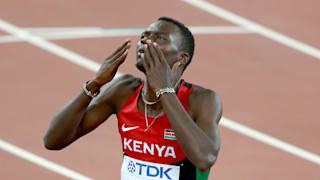 Nicholas Kiplagat Bett of Kenya celebrates after winning World Championship gold