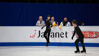 Yuzuru Hanyu on ice during free skate practice