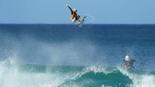 Italo Ferreira gets some air during the 2019 Pipe Masters in Haleiwa, Hawaii