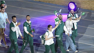 SOPC. The Saudi delegation at the closing ceremony of the 15th Pan Arab Games. 