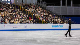 Yuzuru Hanyu in final practice before the men's short program.