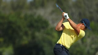 Henrik Stenson of Sweden plays a shot on the 12th hole during the final round of men's golf on Day 9 of the Rio 2016 Olympic Games. 