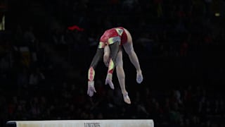 Nina Derwael tumbles on the balance beam at the World Championships (Photo: Olympic Channel)
