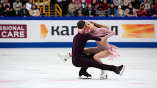 Gabriella Papadakis and Guillaume Cizeron on ice during their free dance in Saitama