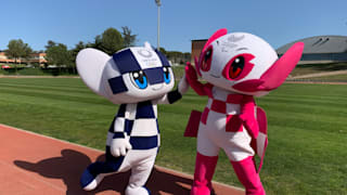 Tokyo 2020 mascots make the beat in Barcelona