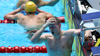 Matthew Wilson of Australia celebrates after the Men's 200m Breaststroke Semifinal on day five of the Gwangju 2019 FINA World Championships at Nambu International Aquatics Centre on July 25, 2019 in Gwangju, South Korea. (Photo by Maddie Meyer/Getty Images)