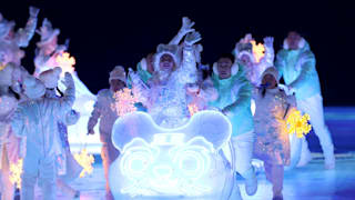 Performers dance during the Beijing 2022 Winter Olympics Closing Ceremony 