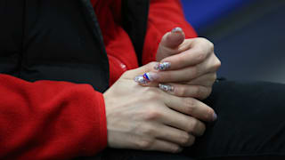 Zagitova's Russian-themed nails